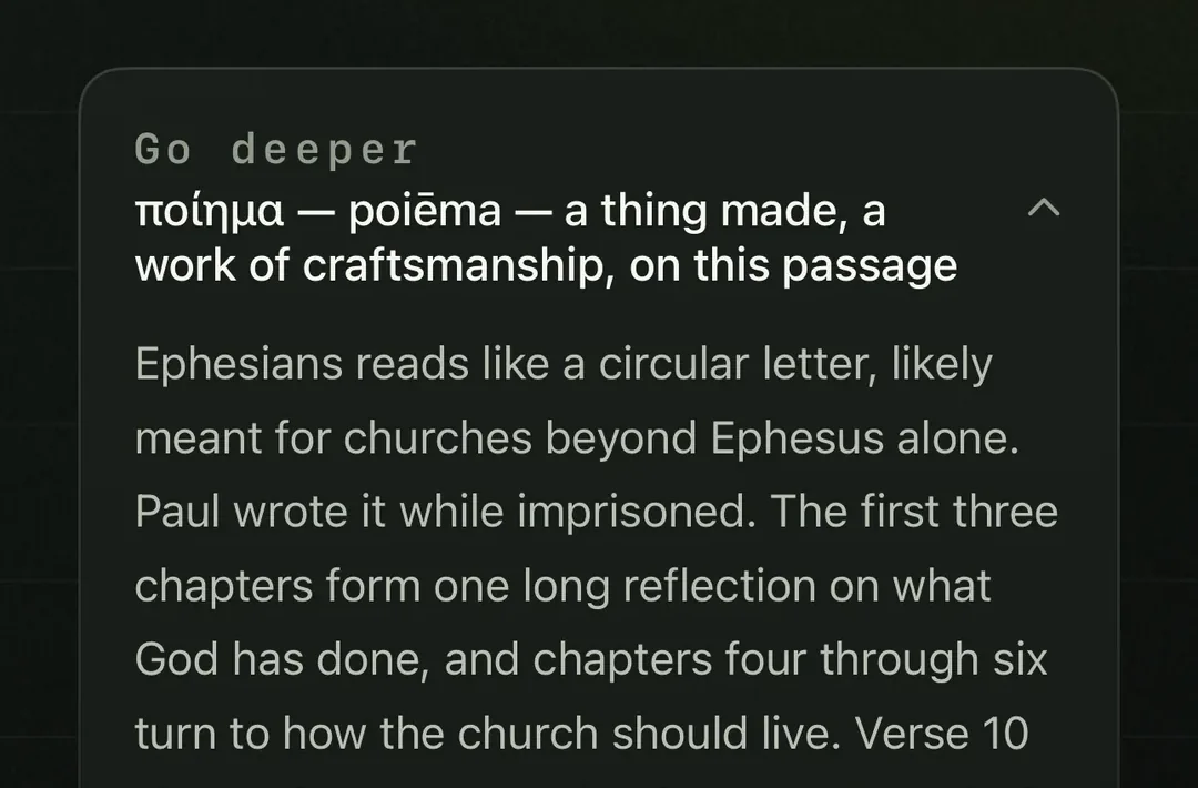 A Go Deeper original-language word study opened on the day’s passage