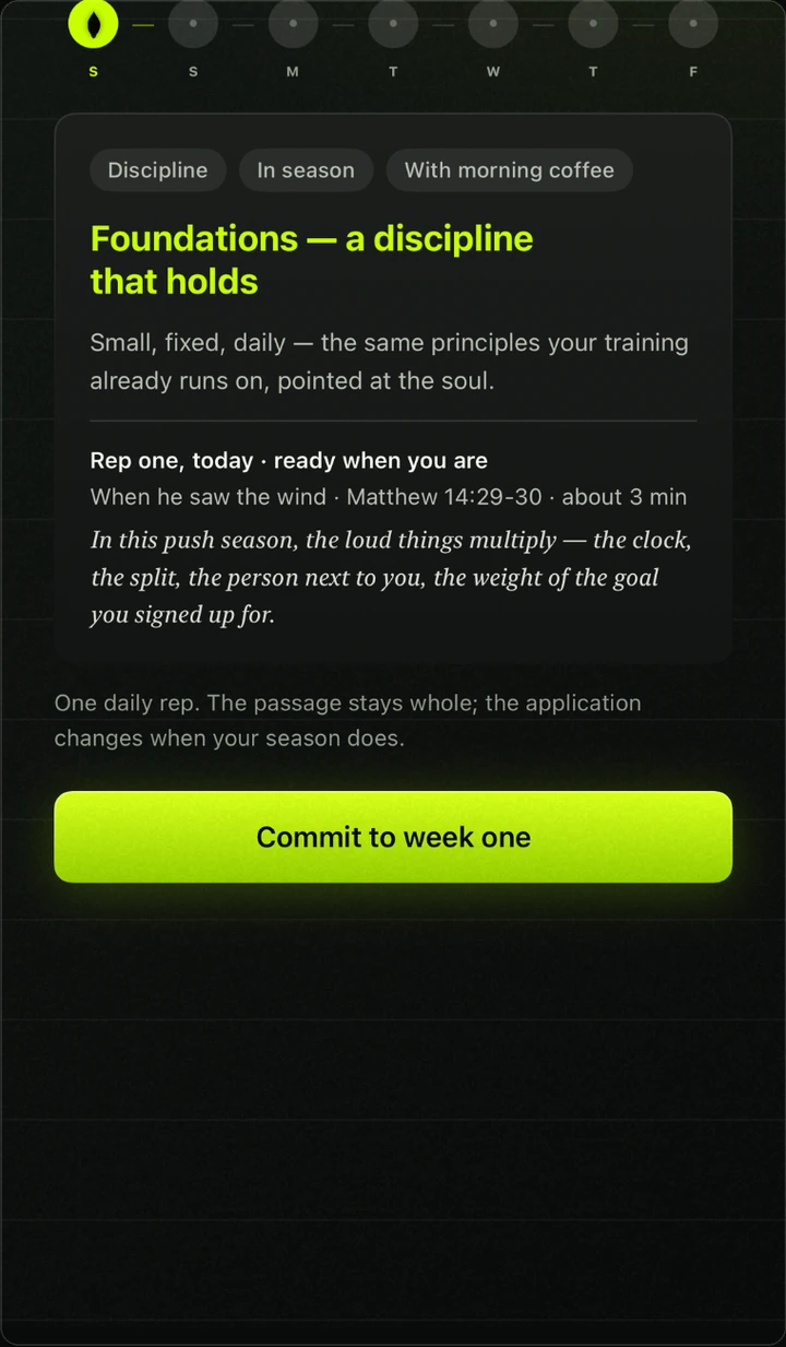 First Rep Week One plan built from onboarding answers
